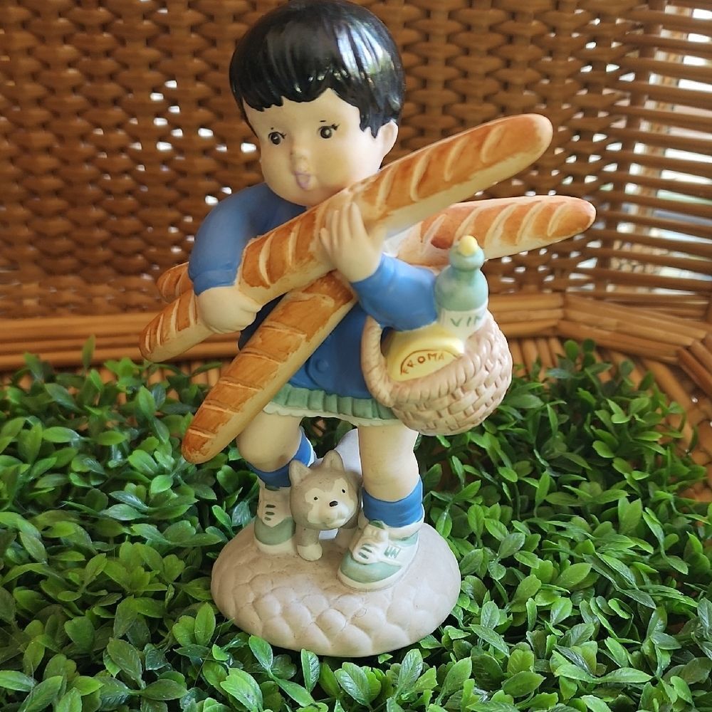 French Child 'Yvette'Carrying Baguettes And Cheese
